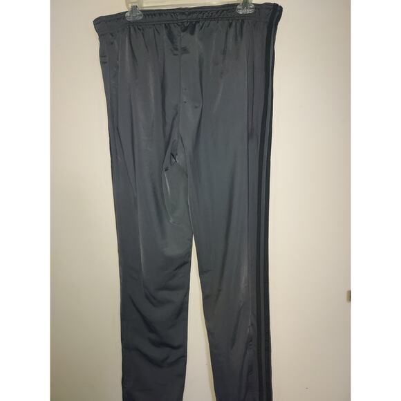 Adidas 3 Stripe Men's XL Sweatpants Straight Leg Athletic Zippered Ankles Gray - Picture 9 of 11